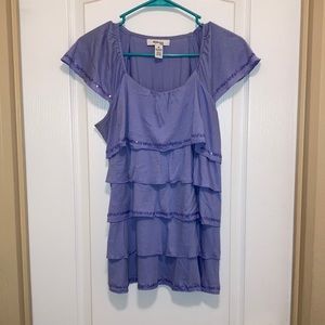 Size Petite M Style & Co. Lavender Ruffled Top